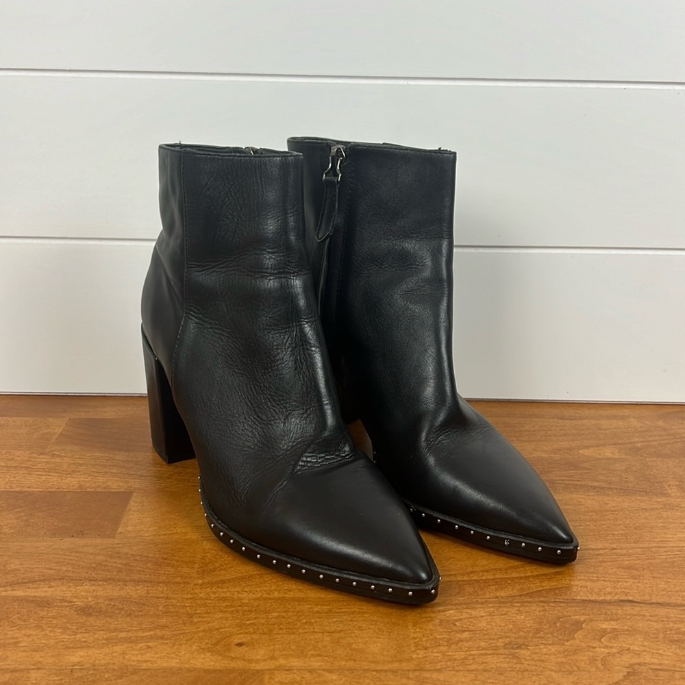 Tony Bianco Shoes Womens 7.5 Bailey Black Albany Ankle Boots Studded Pointed Toe